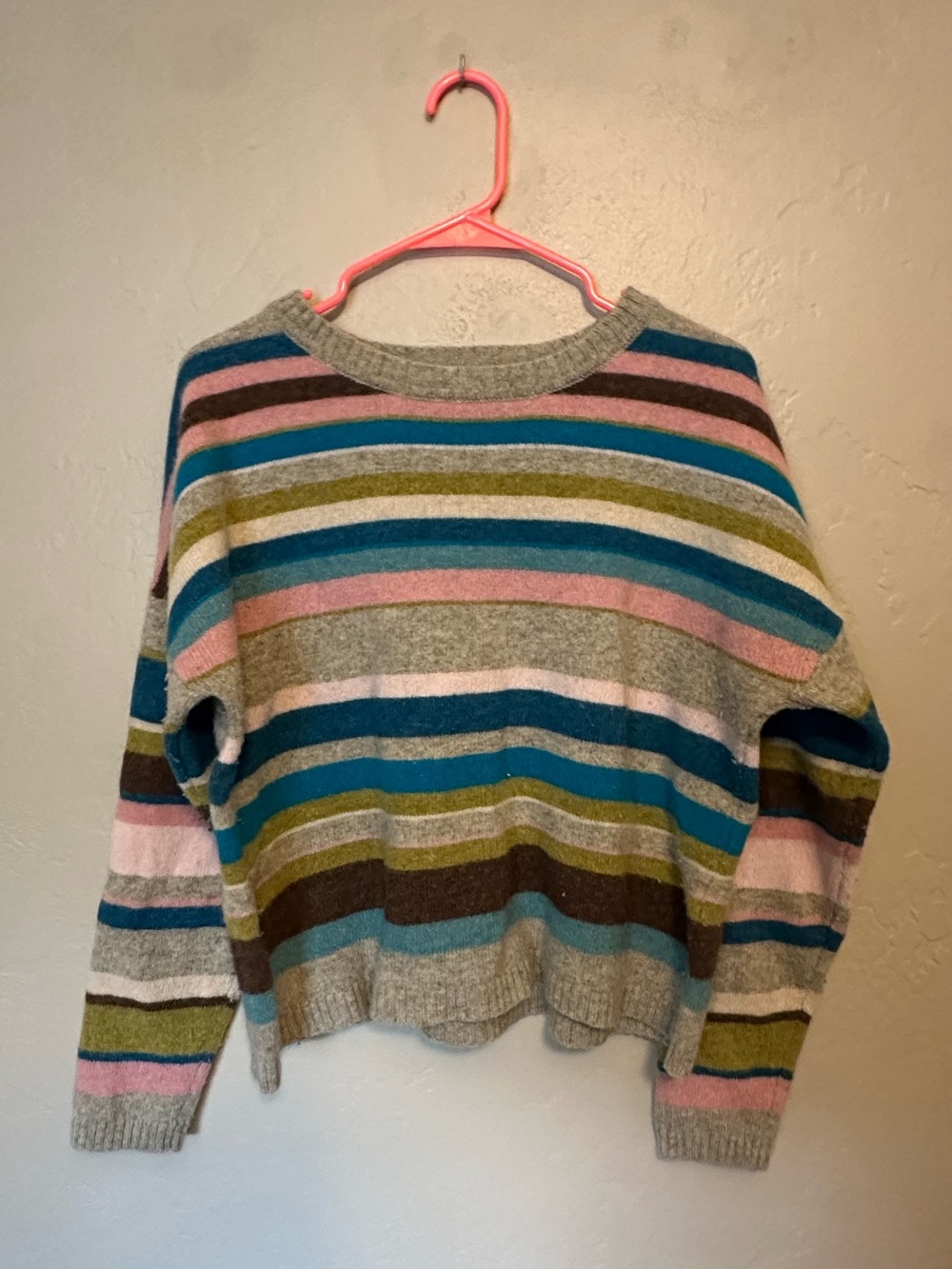 Sundance Joyful Striped Crewneck Pullover Sweater Wool